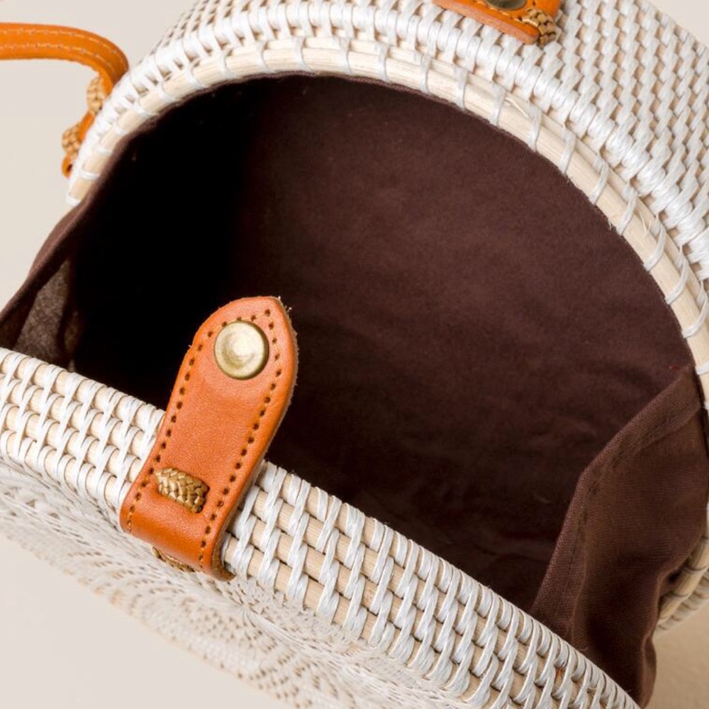Was $68 Boho Chic Round Rattan Crossbody - Picture 6 of 8